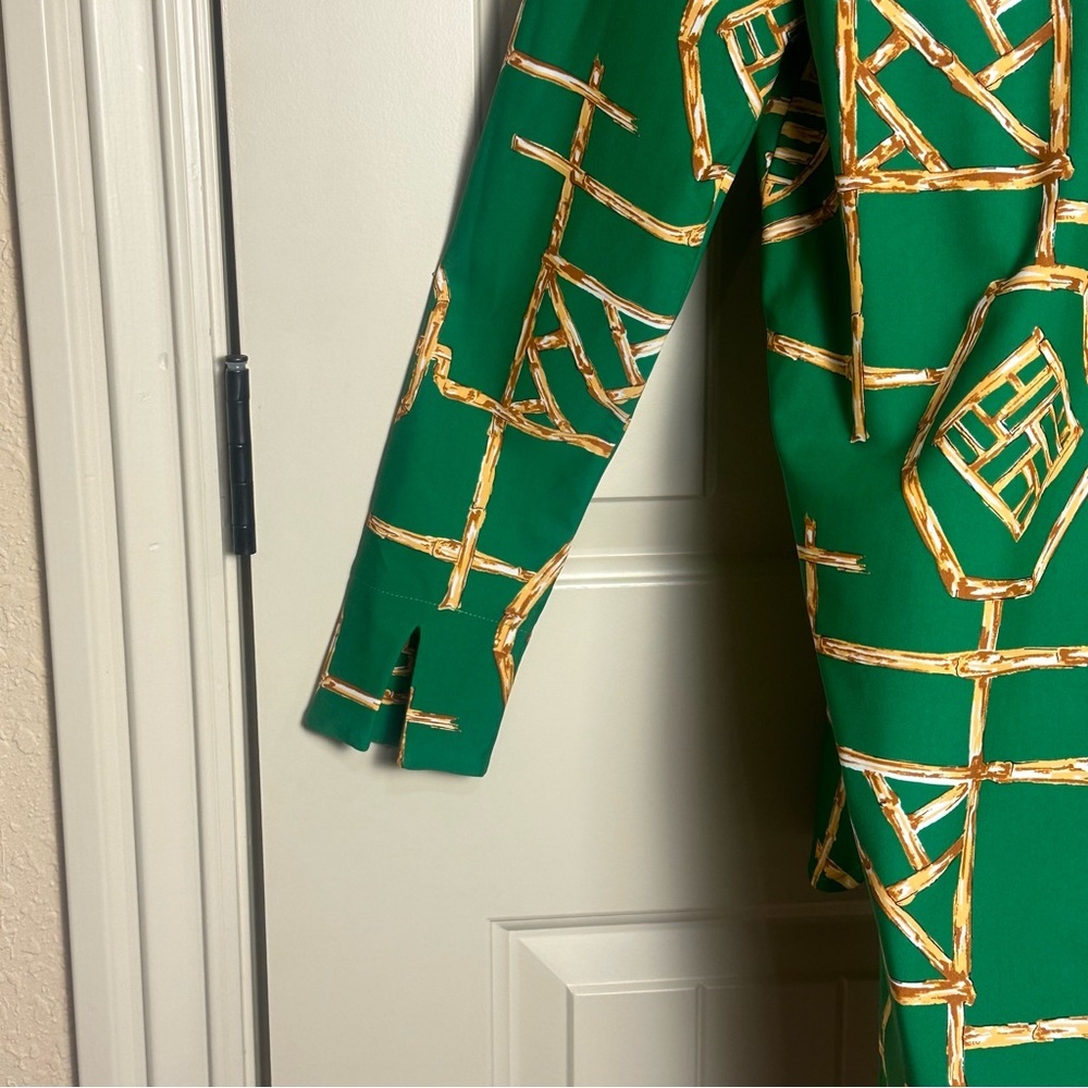 Jude Connally Hadley Bamboo Lattice Print Knit Point Collar Cuff Sleeve S NWOT - Picture 13 of 14